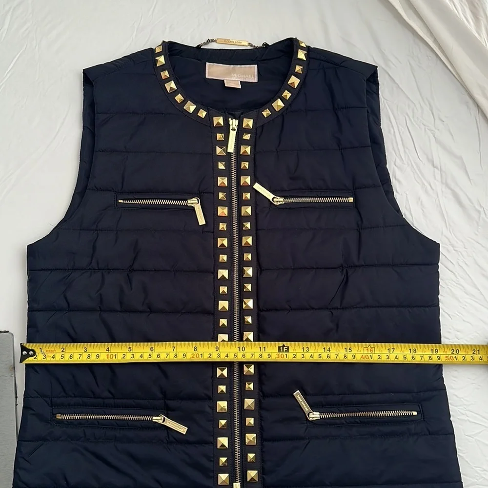 MICHAEL Michael Kors black quilted vest gold studs and hardware